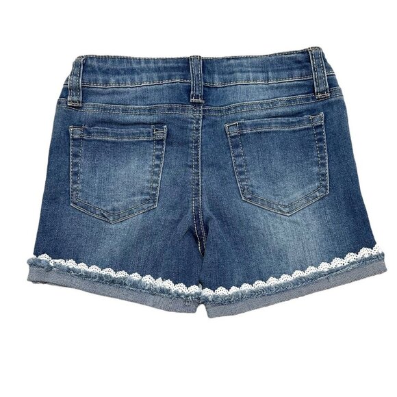 Hippie Girl NWT Girl’s Size 5 Shortie Reg-Rise Stretch Lace Trim Jean Shorts NEW - Picture 4 of 5
